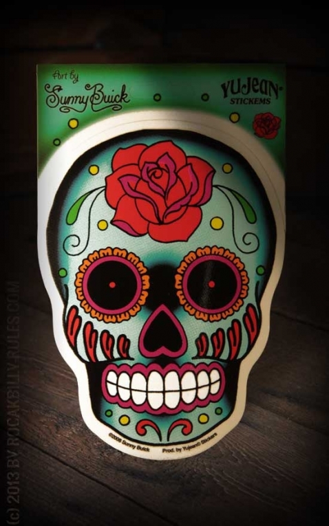 Sticker Rose Sugar Skull Aufklebergr e Size B 96 cm x H 13 cm