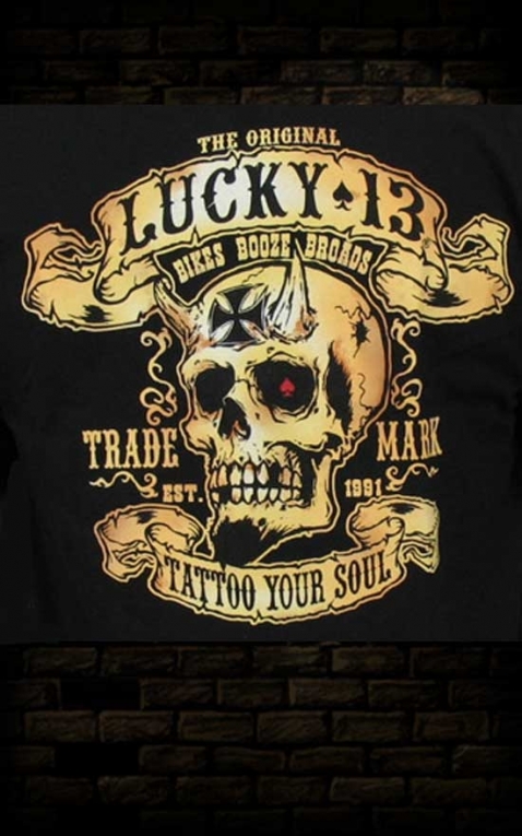 Lucky13 TShirt Booze Bike Rockabilly Clothing for Men and Women