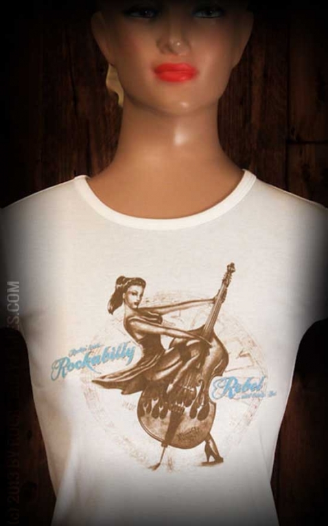 Ladies TShirt Rockabilly Rebel in Pure White from the Rumble59 collection