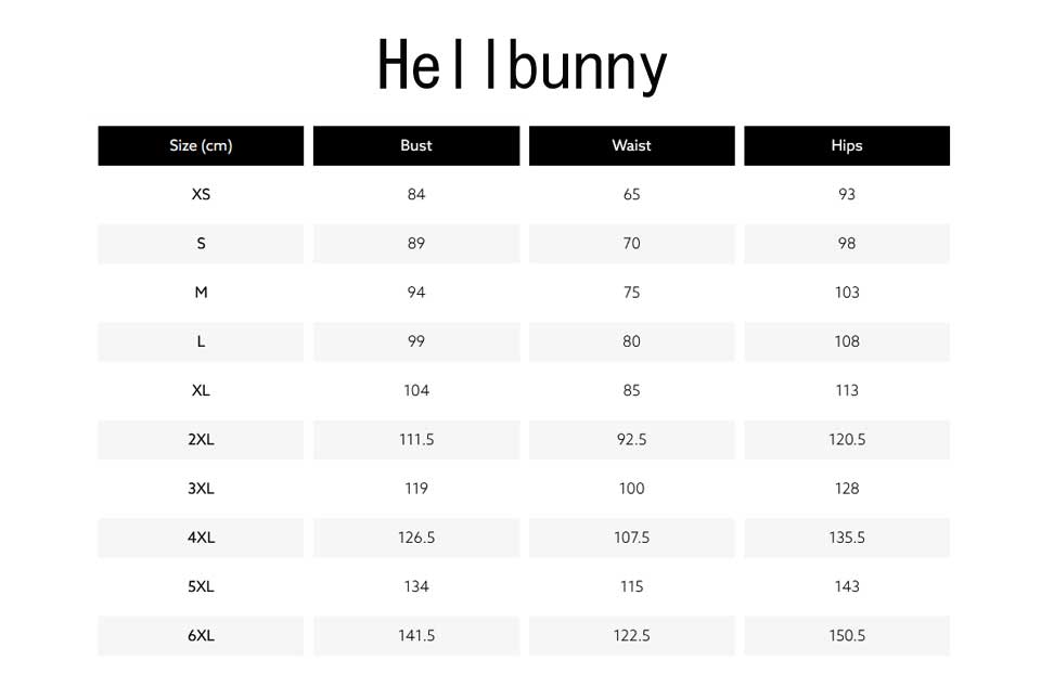 Hell Bunny Plus Size Chart