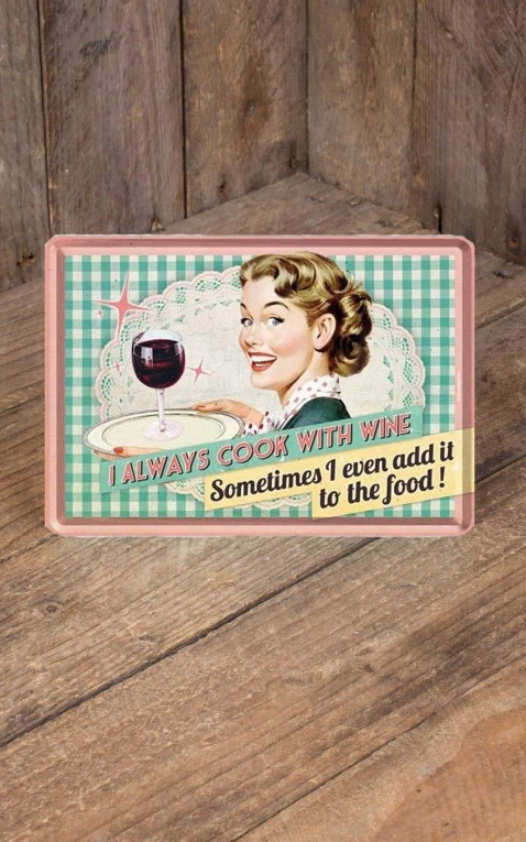 Tin-Plate Postcard - Cook With Wine