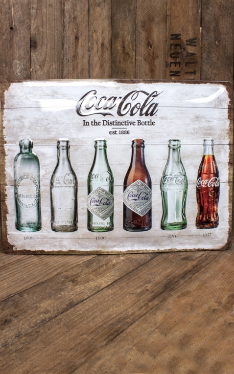 Plaque en métal Bottle Timeline Coca-Cola, 30 x 40cm
