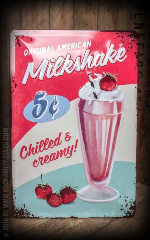 Panneau en métal Original American Milkshake, 20 x 30 cm