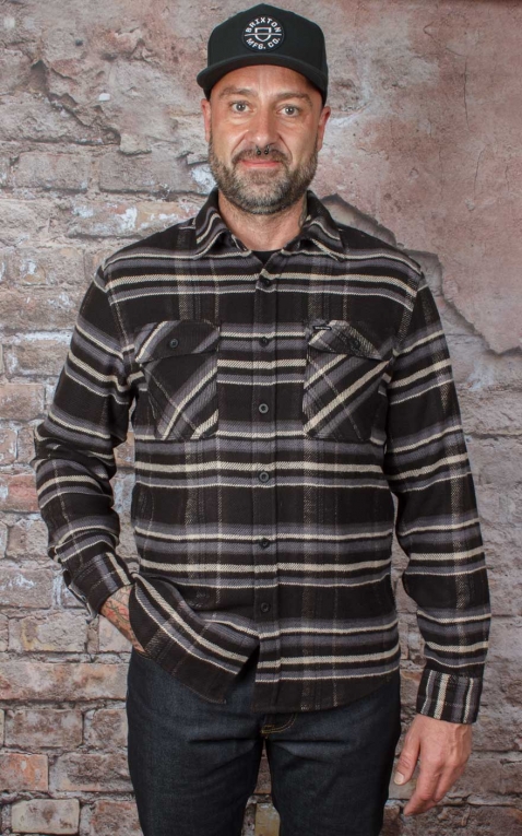 Brixton - Flannel Shirt Bowery, charcoal II | Rockabilly Rules