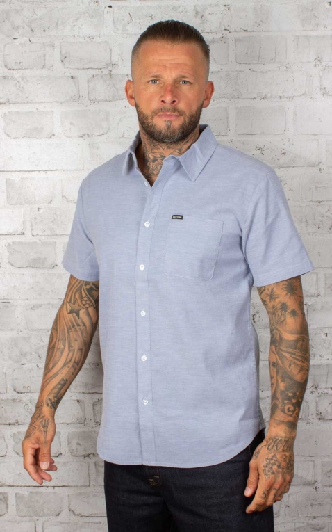 Brixton Chemise Charter Oxford S/S Woven, Chambray bleu clair