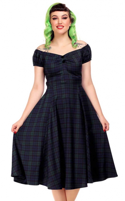 Collectif Dolores Swing Kleid Blackwatch Check Doll