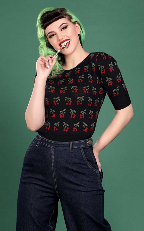 Collectif  Shirt | Pullover Chrissie Cherry Jumper