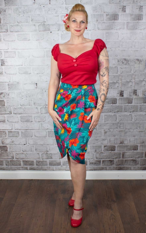 Collectif Jupe Kala Tropico Pencil Skirt