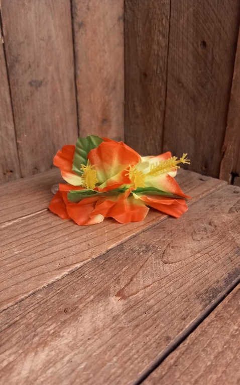 Pince à cheveux Orchidée Fleur dHawaii, orange