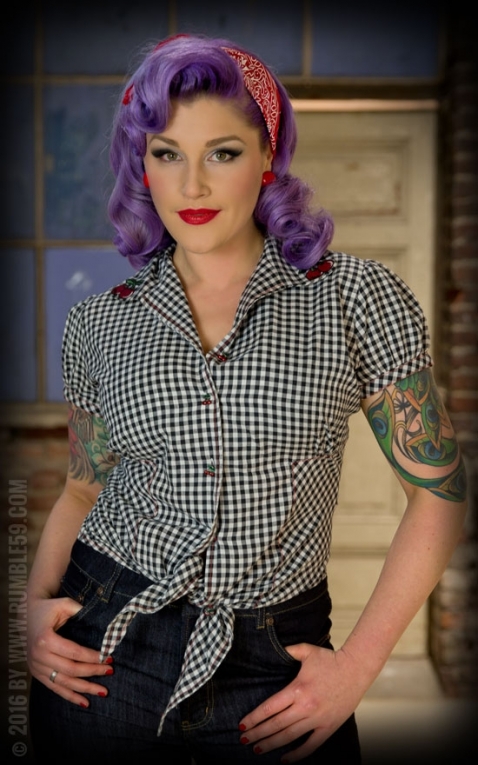 Rumble59 Ladies - Checked Blouse - Sweet Cherry