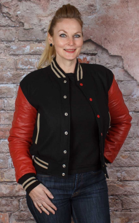 Lady Leather Baseball Jacket - black