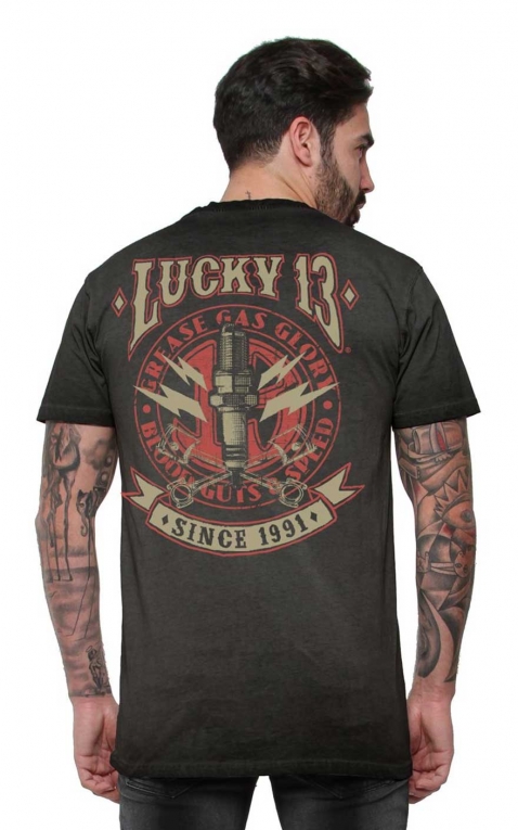 Lucky13 T-Shirt Homme - Amped, washed