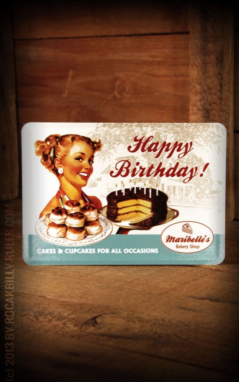 Tin plate postcard Happy Birthday