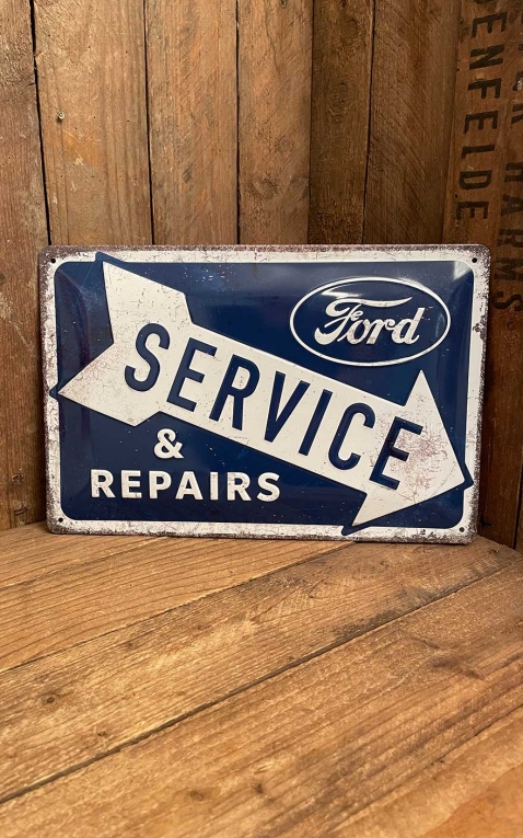 Plaque en Métal Vintage - Ford - Service & Repairs, 20 x 30 cm
