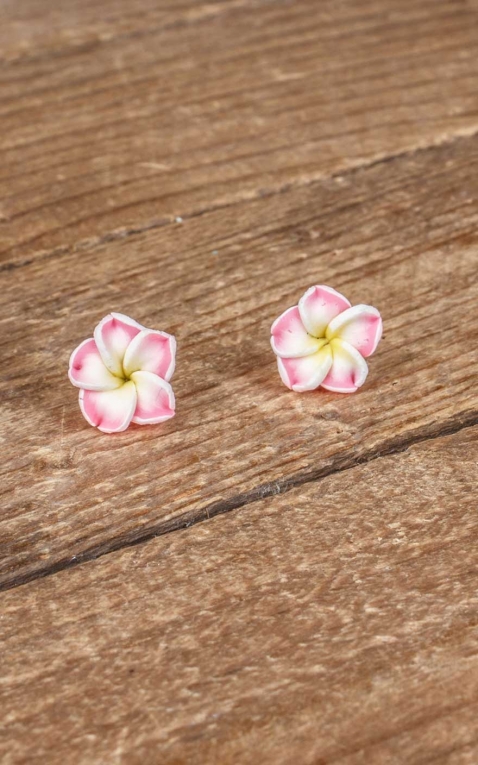 Mirandas Choice Earrings | Studs Pink Hawaii Frangipani
