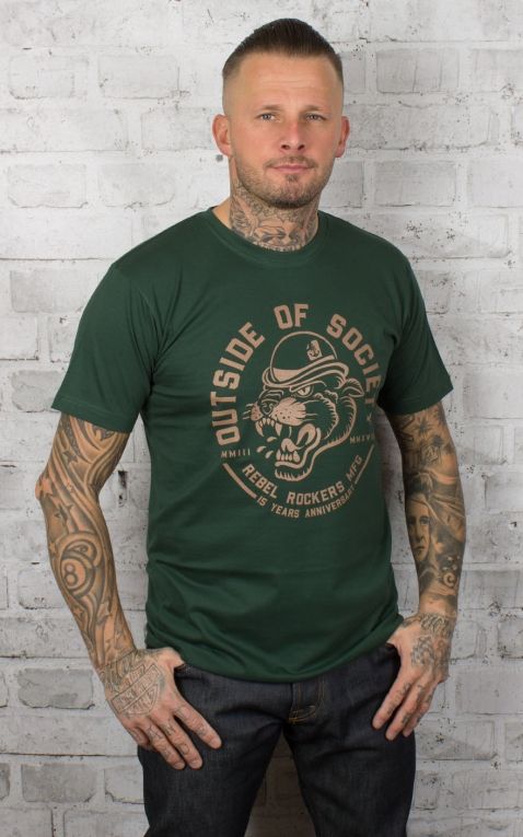 Rebel Rockers T-Shirt Outside of Society, bottle green