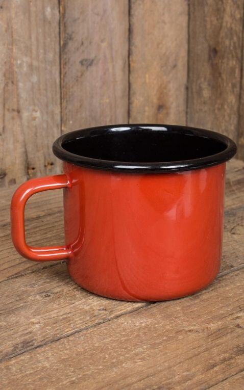 RED Email Tasse Emaille Kaffee Becher Camping mug Metal 400 ml NEU ROT RED 