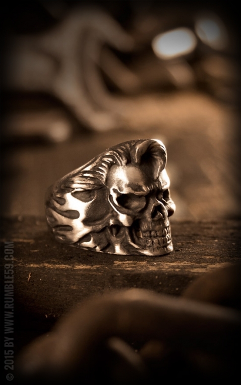 Rumble59 - Edelstahl-Ring - Rockabilly Skull