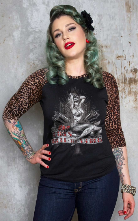 Rumble59 - T-shirt raglan avec léo - Bad girls rule the world