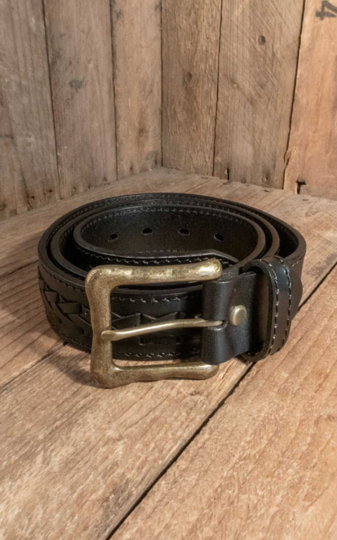 Rumble59 Leather belt with braided detail