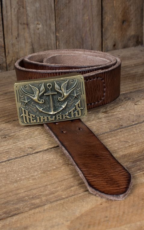 Rumble59 Leather belt with plaque buckle - Heimwärts