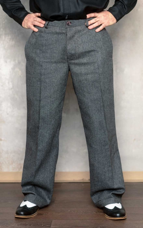 Rumble59 - Vintage Loose Fit Pants Sacramento - Fischgrat grau/schwarz