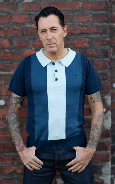 Rumble59 - Knitted Polo Shirt - Portland - blue