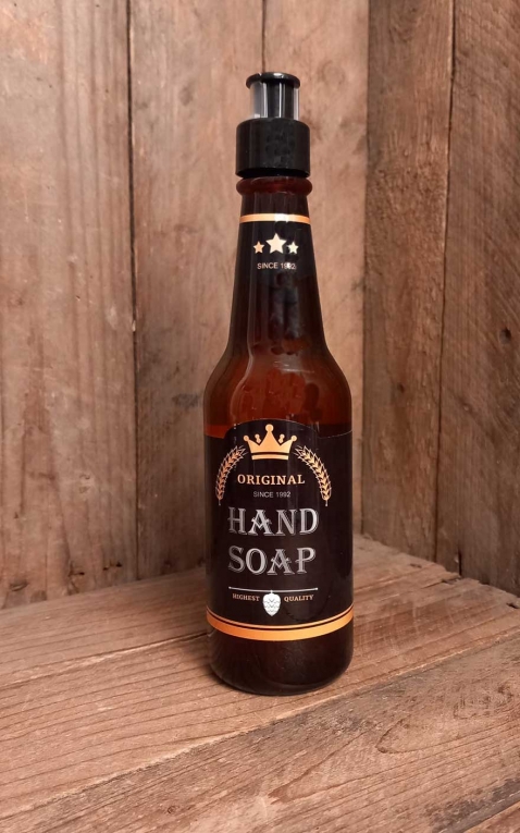 Hand Soap in Pump Dispenser Beer bottle, brown