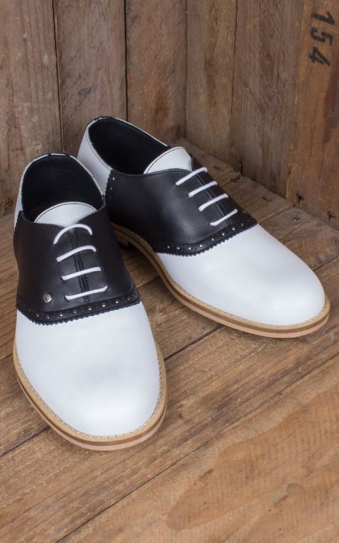 Steelground Chaussures Saddle, noir et blanche