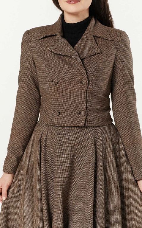 Timeless London Sophie Cropped veste, brown check