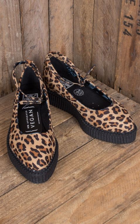 TUK Vegan Suede Leopard Ankle Strap Sandal