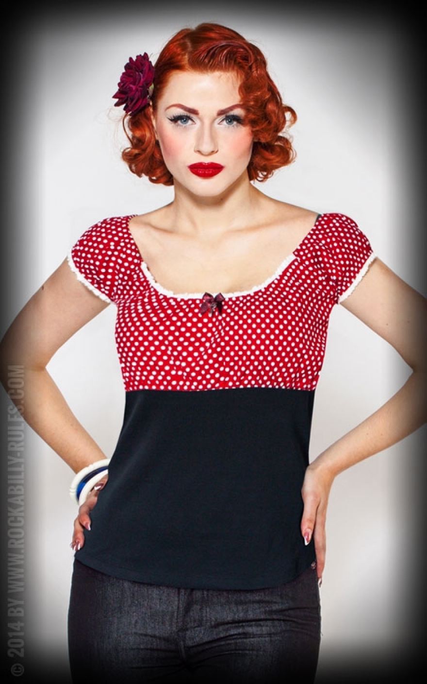 Carmenshirt - Sweet Polkadots - red by Rumble59 | Rockabilly - 50s Style