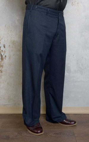 Rumble59 - Vintage Loose Fit Pants New Jersey - Herringbone blue