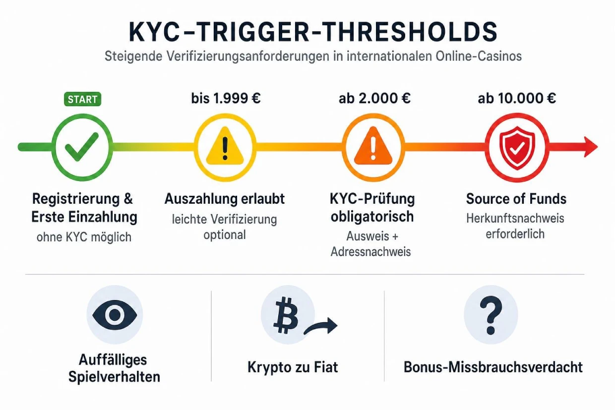 Casino ohne KYC: Auslöser-Schwellen für Identitätsprüfung bei internationalen Online-Anbietern