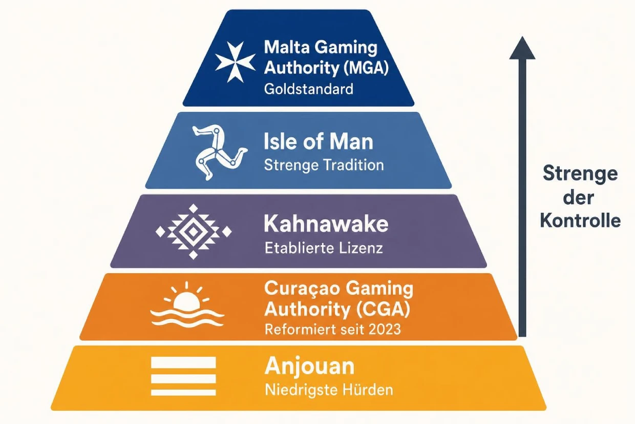 Offshore-Lizenzen im Casino ohne Limit: Fünf Aufsichtsbehörden nach Strenge der Regulierung