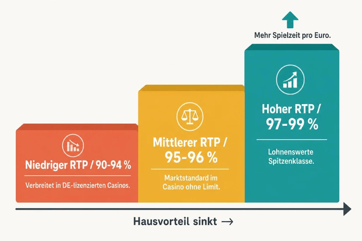Slot-RTP-Stufen im Casino ohne Limit: Niedrig, mittel und hoch im Vergleich